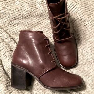 FRANCO FORTINI Boots TONI Shoes Vintage Retro Brown Leather Heels Size 7.5